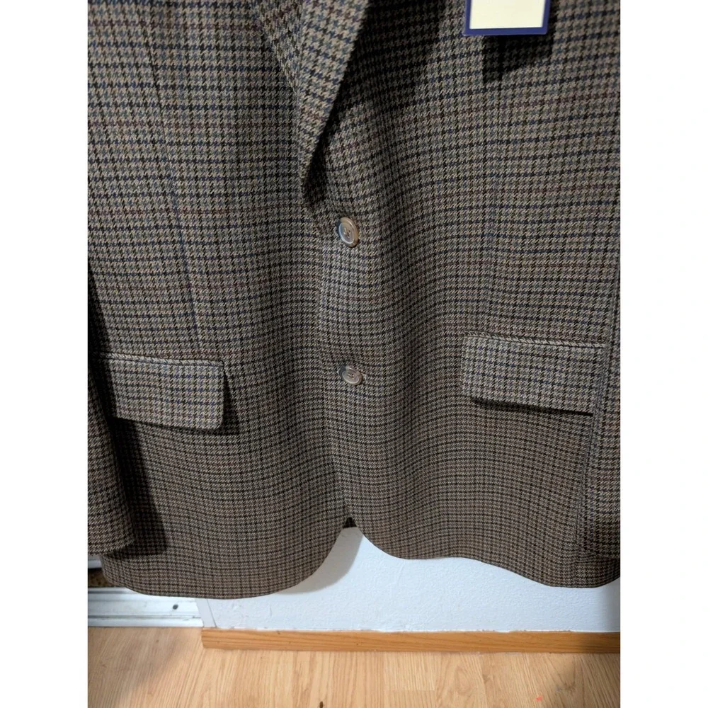 Alan‎ Flusser 100% Lambs Wool Cashmere Brown Plaid Sport Coat Mens 42 Long NWT